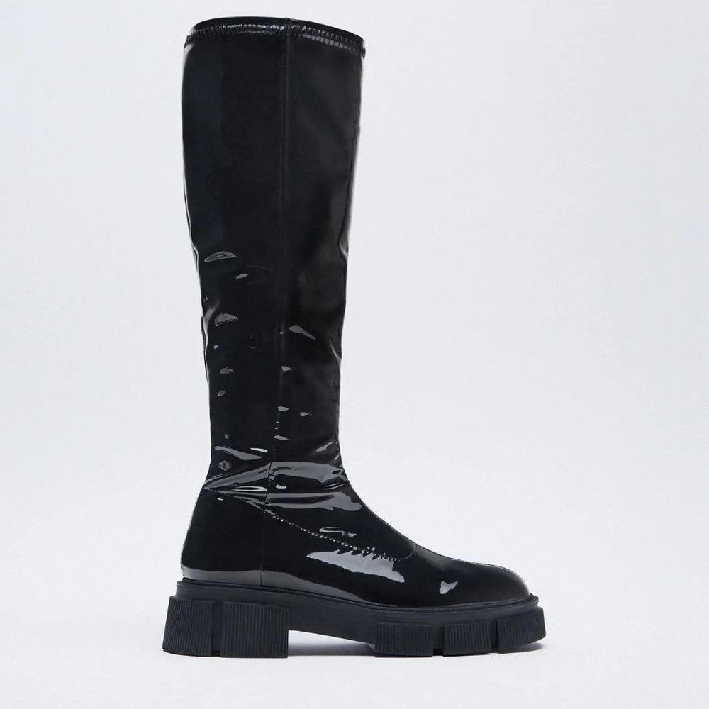 Zara Patent Finish Boots